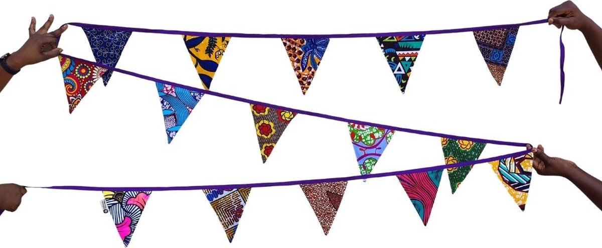 Stoffen slingers | Paars lint | Herbruikbare slingers | Goed doel | Duurzaam cadeau | Vlaggenlijn | Slingers verjaardag